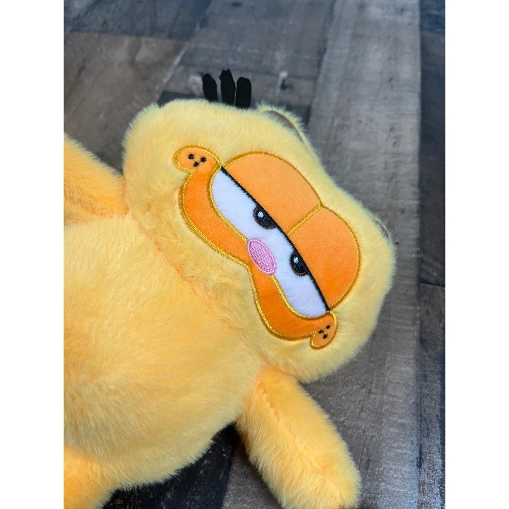 Garfield Inspired Yellow Plush Toy Fuzzy Stuffed Animal Bored Expression New